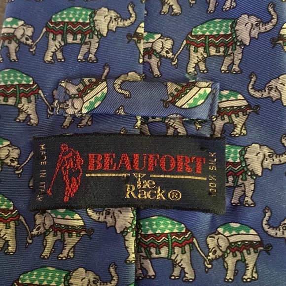 Beaufort Tie Rack elephant silk tie - Picture 4 of 4